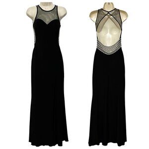 Blondie Nites Juniors Open Back Gown Size 3 Black Beaded Gala Glam Evening Event